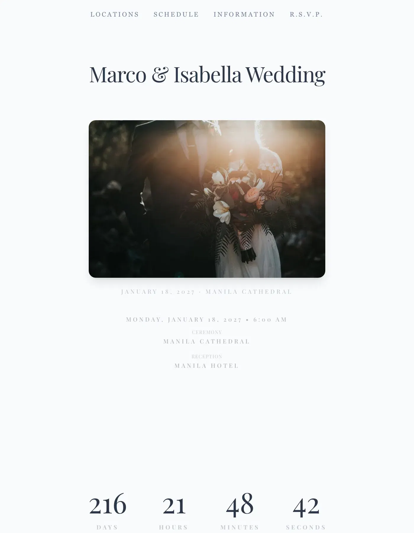 The Classic wedding invitation template, as a live sample