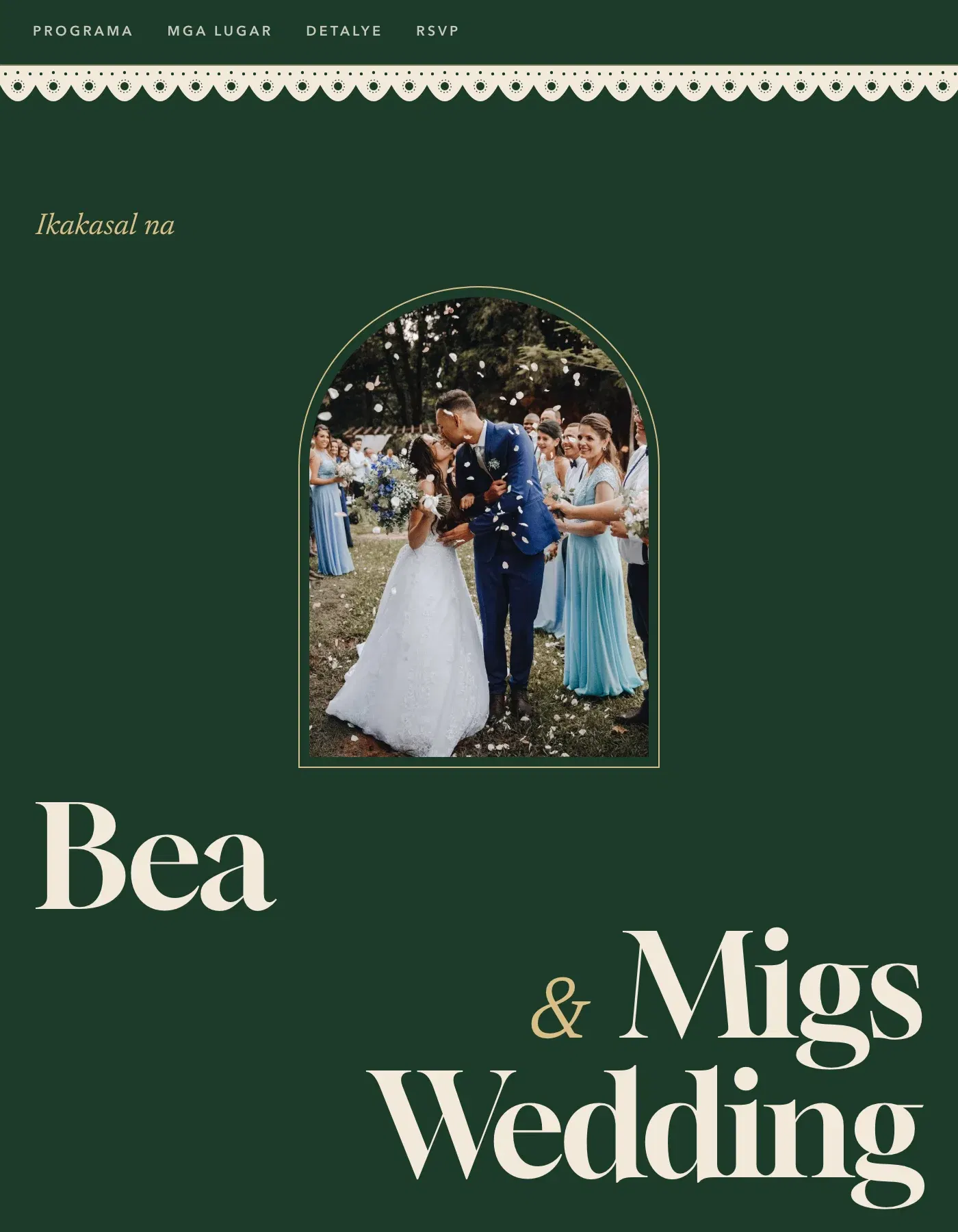 The Piña wedding invitation template, as a live sample