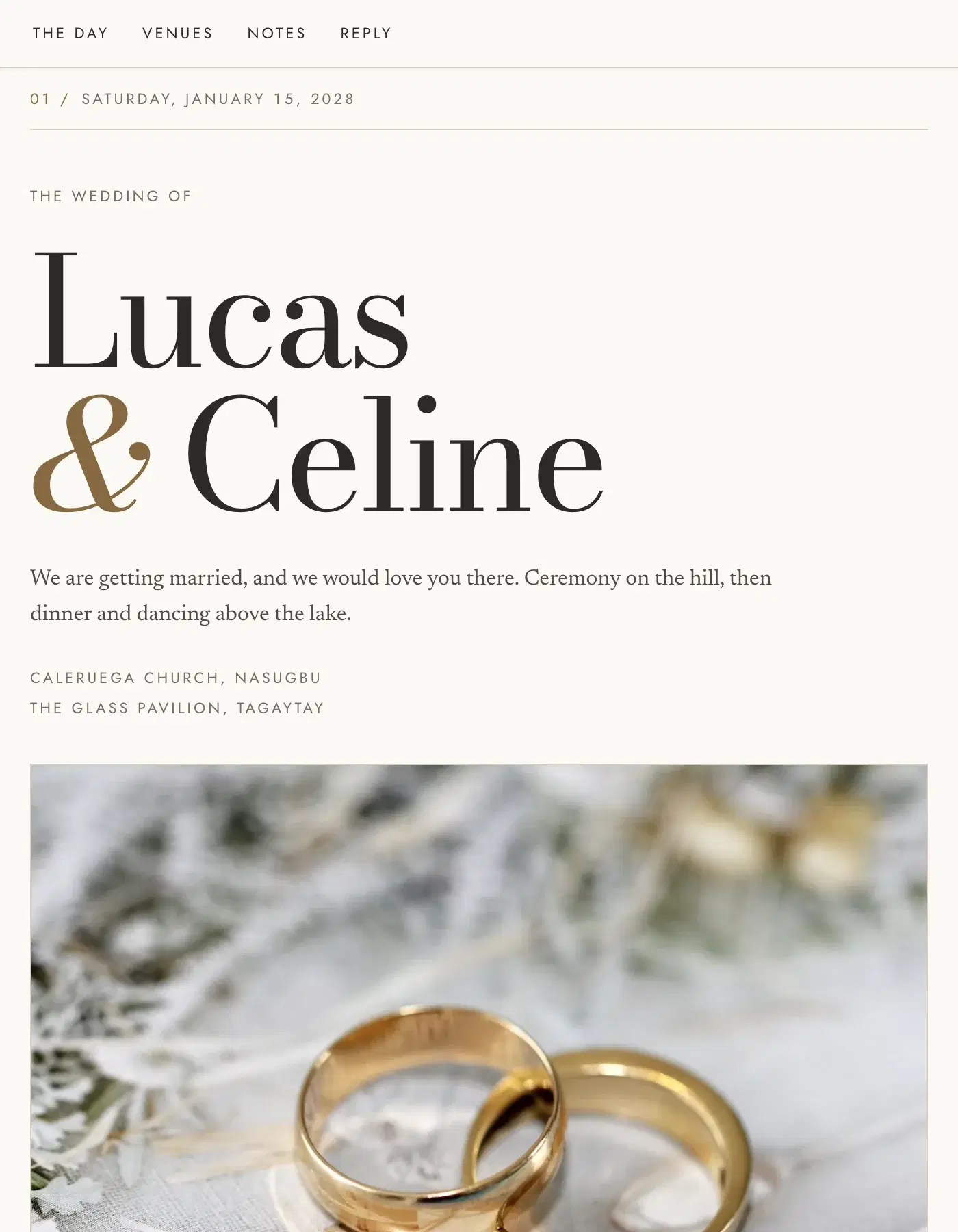 Atelier sample invitation for Lucas & Celine