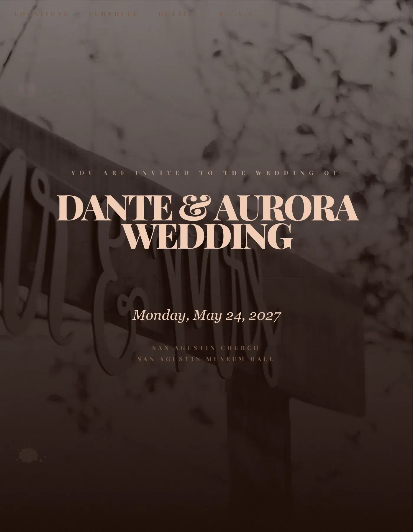 Ink sample invitation for Dante & Aurora